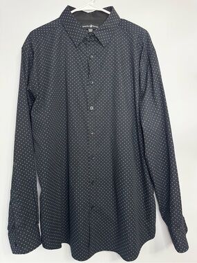 Beverly Hills Polo Club Black Button-Up Shirt with Micro Dots